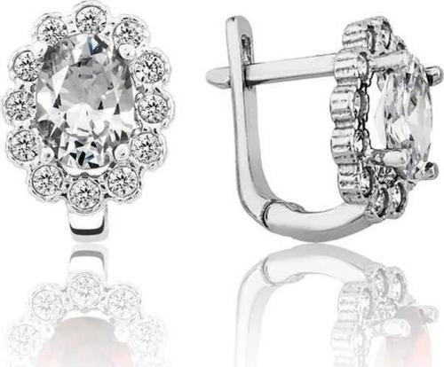 Gümüş Beyaz Çiçek Desenli J Kadın Küpe