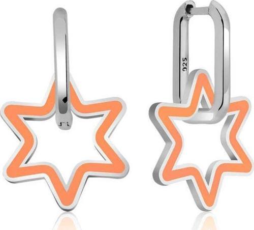 Gümüş Fosforlu Turuncu Yıldız Küpe