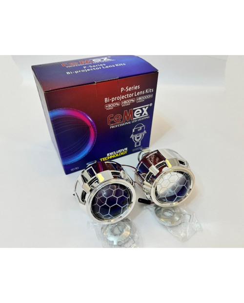 Bi-Xenon Bal Petek Desenli Kırmızı Renk Far İçi Mercek 2,5 Inc Far Merceği Led Xenon Uyumlu