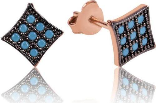 925 Ayar Gümüş Mavi Kare Çivili Küpe