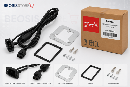 132B0102 LCP Remote Mounting Kit – 3 Metre Kablolu Uzaktan Montaj Kiti