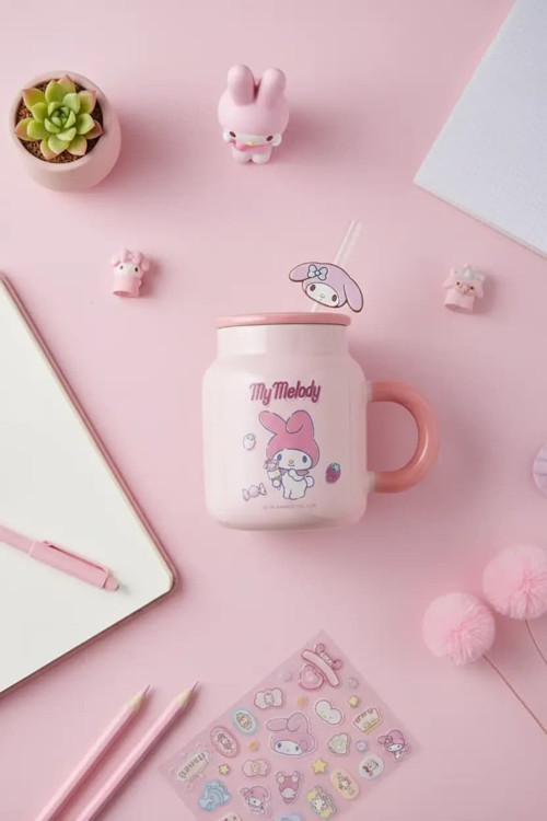 Lisanslı My Melody Pipetli Seramik Kupa 410 mL – Kapaklı Tasarım