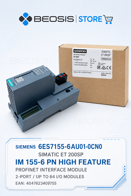 6ES7155-6AU01-0CN0 SIMATIC ET 200SP IM 155-6 PN High Feature PROFINET Arayüz Modülü