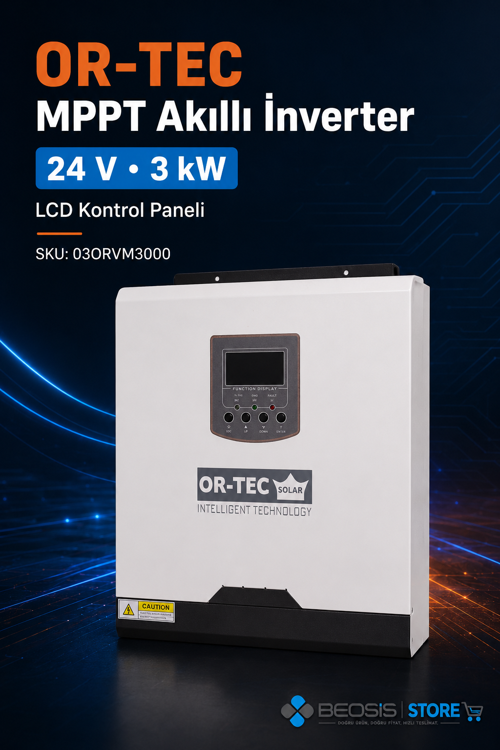 MPPT AKILLI İNVERTER 03ORVM3000 24 V 3 KW MPPT AKILLI İNVERTER / 102 VOC