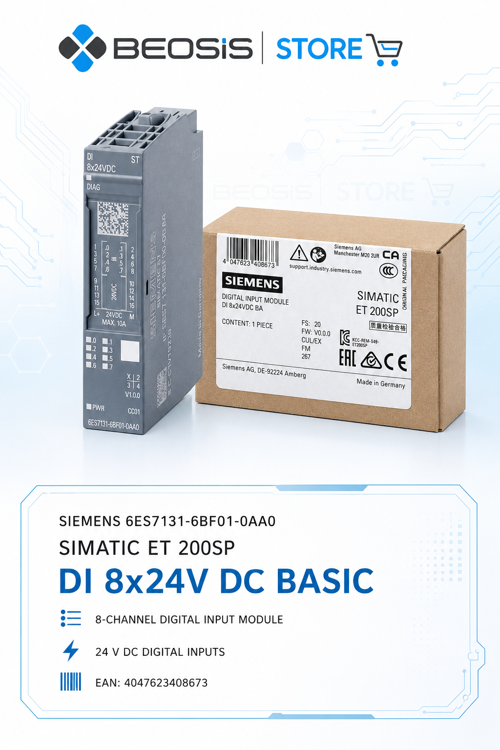 6ES7131-6BF01-0AA0 SIMATIC ET 200SP DI 8x24V DC Basic Dijital Giriş Modülü