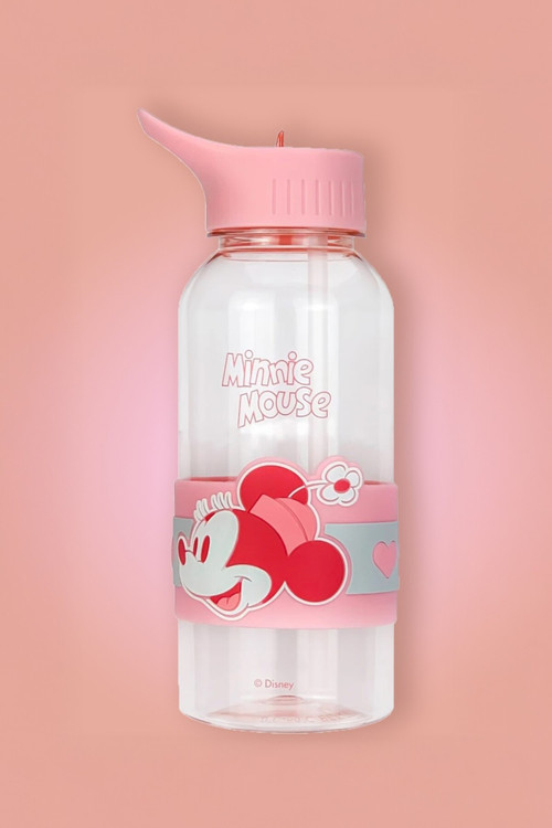 Minnie Mouse Lisanslı Pipetli ve Kapaklı Plastik Suluk - 1 L