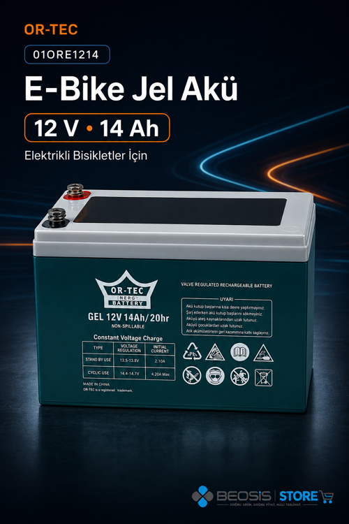 E-BİKE JEL AKÜ 01ORE1214 12 V 14 Ah ELEKTRİKLİ JEL AKÜ