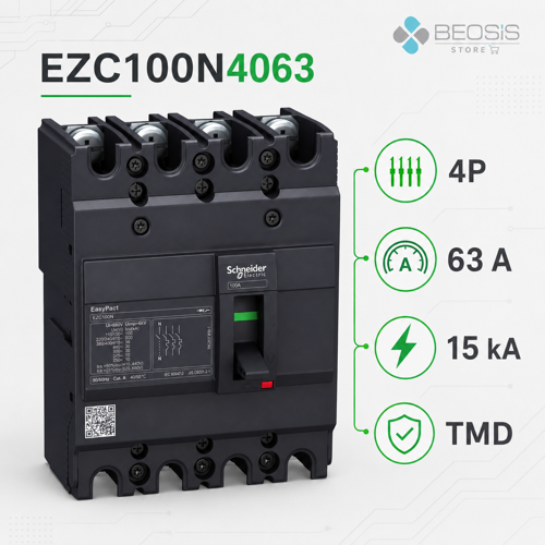 EasyPact EZC100N4063 TMD 4P 63A 15kA Kompakt Şalter