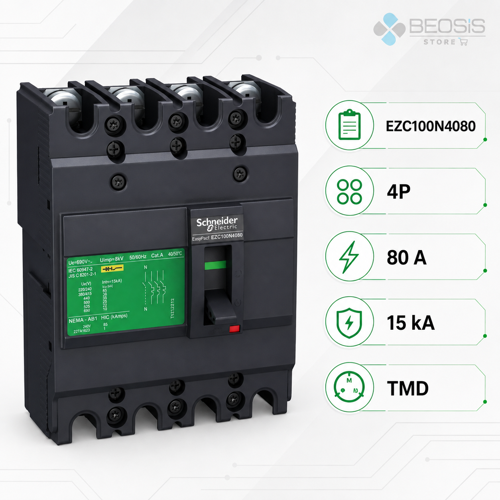 EasyPact EZC100N4080 TMD 4P 80A 15kA Kompakt Şalter