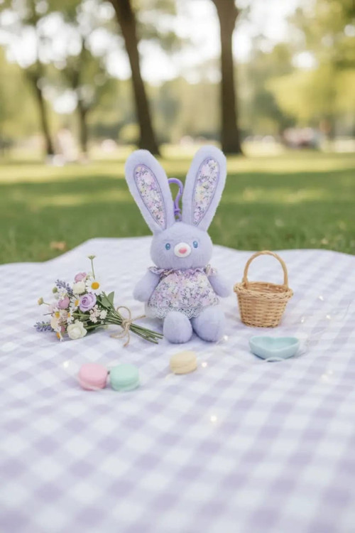 Lisanslı Tavşan Peluş Anahtarlık – Mor 12 İnç Yumuşak Tasarım