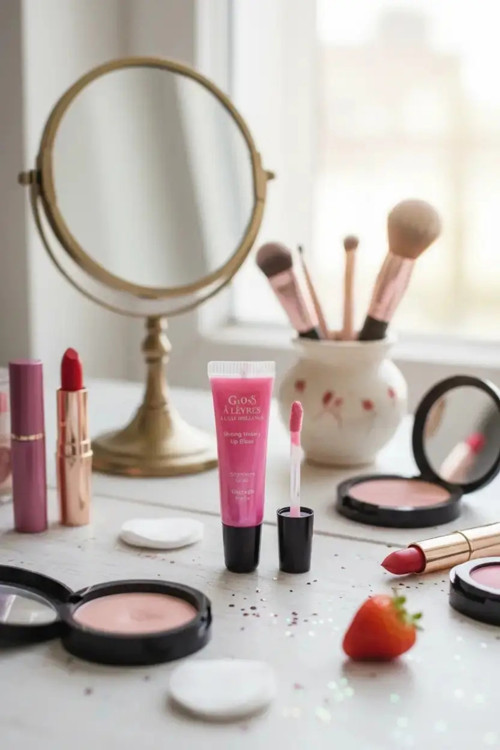 Lisanslı Işıltılı Dudak Parlatıcısı – Çilek Aromalı Yapışkan His Bırakmayan Likit Lip Gloss 13 Cm