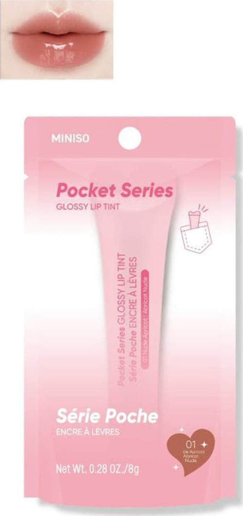 Lisanslı Pocket Serisi Parlak Lip Tint 01 Nude Kayısı – Doğal ve Işıltılı Görünüm
