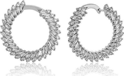 Gümüş Trapez Taşlı Küpe