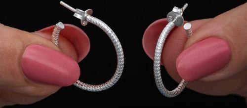 Gümüş Kalemli Halka Kadın Küpe