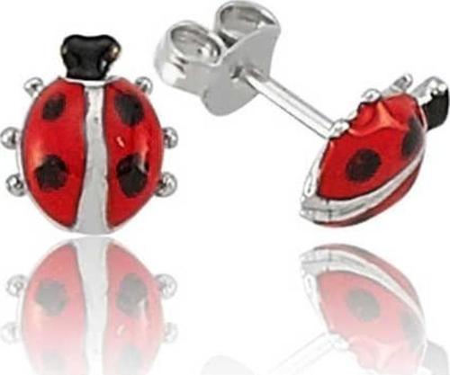 Gümüş Uğur Böceği Çivili Küpe