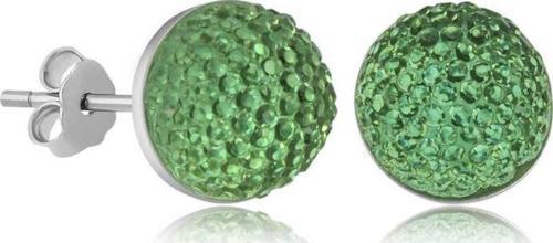 Gümüş Yeşil Kristal Çivili Kadın Küpe