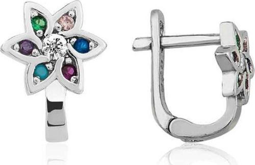 Gümüş Renkli Çiçek Küpe