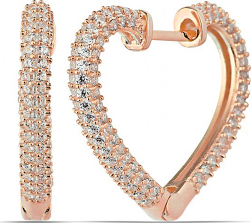 Gümüş Rose Kalp Kadın Küpe