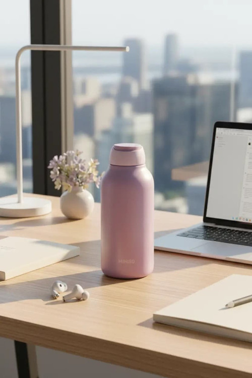 Lisanslı Minimalist Isı Yalıtımlı Şişe 500 mL – Gri Mor