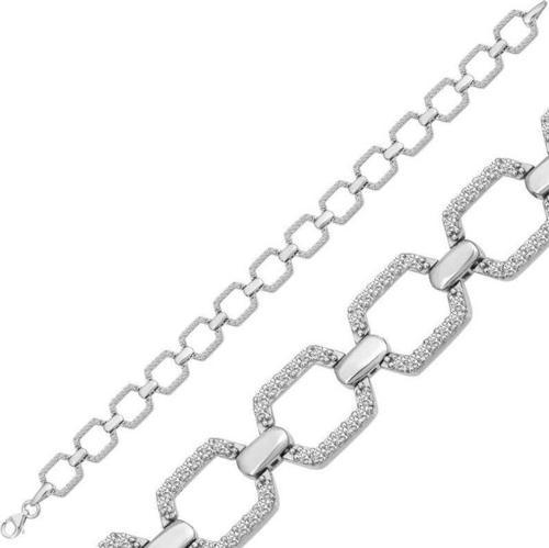 925 Ayar Gümüş Kare Taşlı Kadın Bileklik