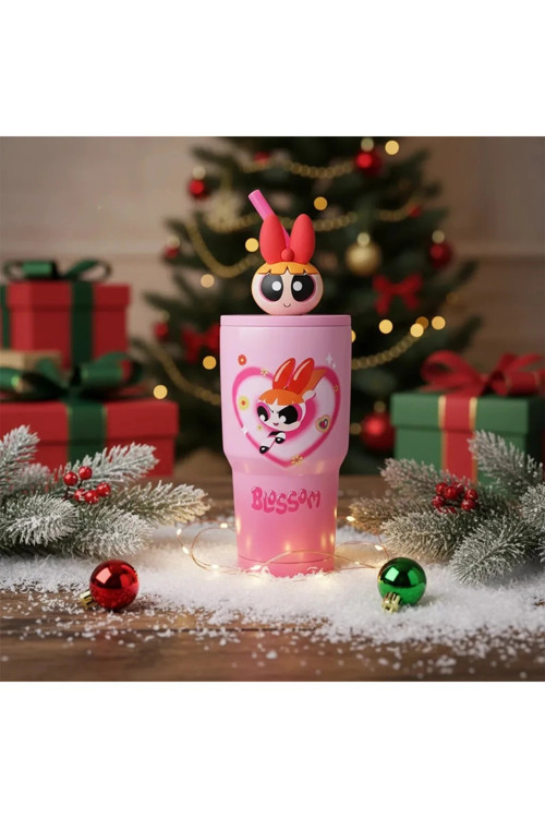 Lisanslı Blossom Termos 900 Ml – Pipetli Paslanmaz Çelik