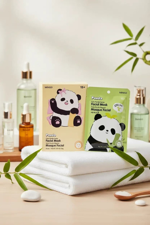 Lisanslı Sevimli Panda Serisi Doğal Bambu Özlü Nemlendirici Yüz Maskesi
