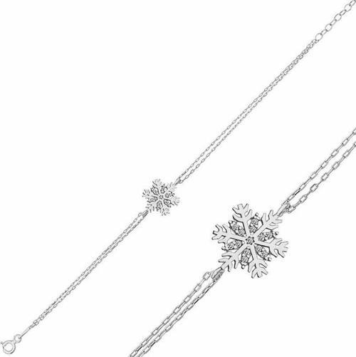 925 Ayar Gümüş Rodyum Kar Tanesi Kadın Bileklik