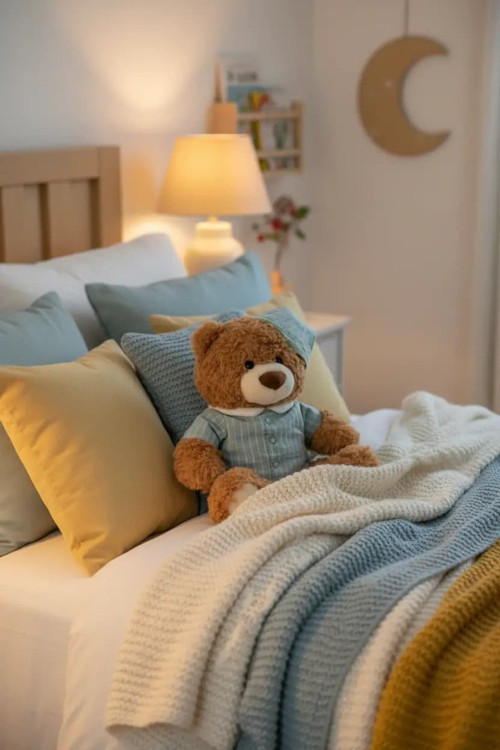 Lisanslı Pijamalı Oturan Ayı Figürlü Peluş Oyuncak 25 Cm