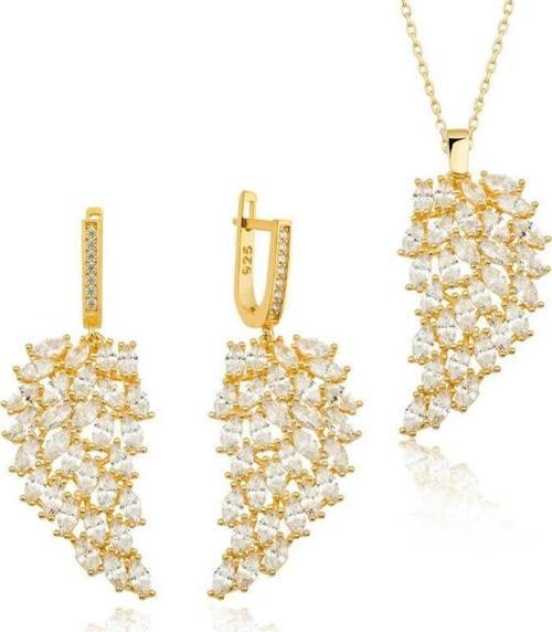 925 Ayar Gümüş Gold Melek Kanadı Kadın Set