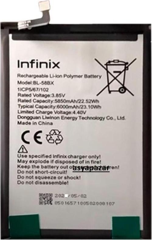 Infinix Hot 8-Hot 9 Play Pil Batarya İnfinix X650 Pil Batarya