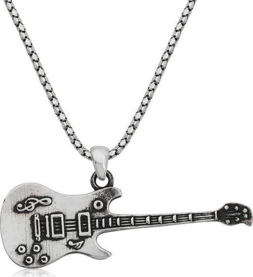 ​Gümüş Elektro Gitar Erkek Kolye