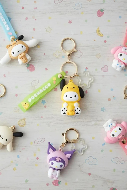 Sanrio Lisanslı Sevimli Hayvan Serisi Anahtarlık – Kuromi Cinnamoroll Çanta Süsü 6 Cm