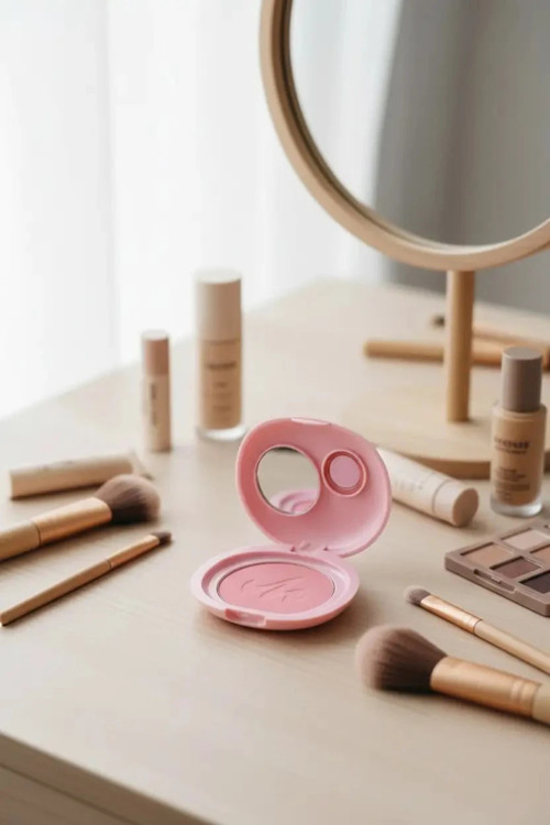 Lisanslı Minimalist Serisi Toz Allık No 02 - Yumuşak Pembe Tonlu ve Dahili Aynalı Doğal Canlılık Veren Allık