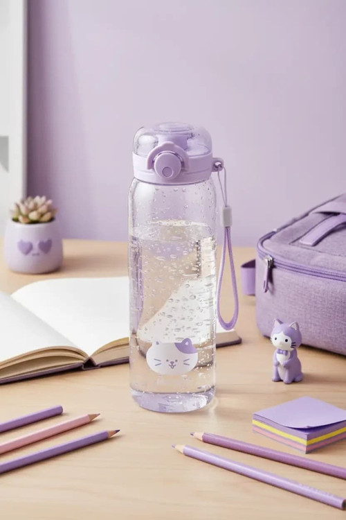 Lisanslı Hayvan Serisi Kapaklı Plastik Şişe Mor 620 Ml – Kayışlı