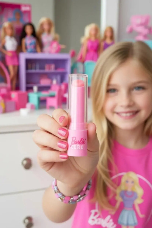 Barbie Lisanslı Pembe Serisi 2'si 1 Arada Dudak Balsamı – Nemlendirici ve Renk Veren Lip Balm 7.9 Cm