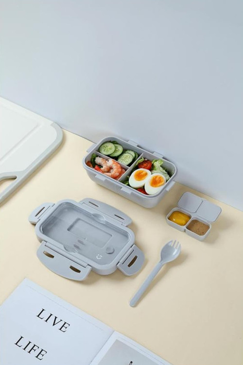 Lisanslı Simple Yemek Kabı Gri 880 Ml – Çatal Bıçaklı
