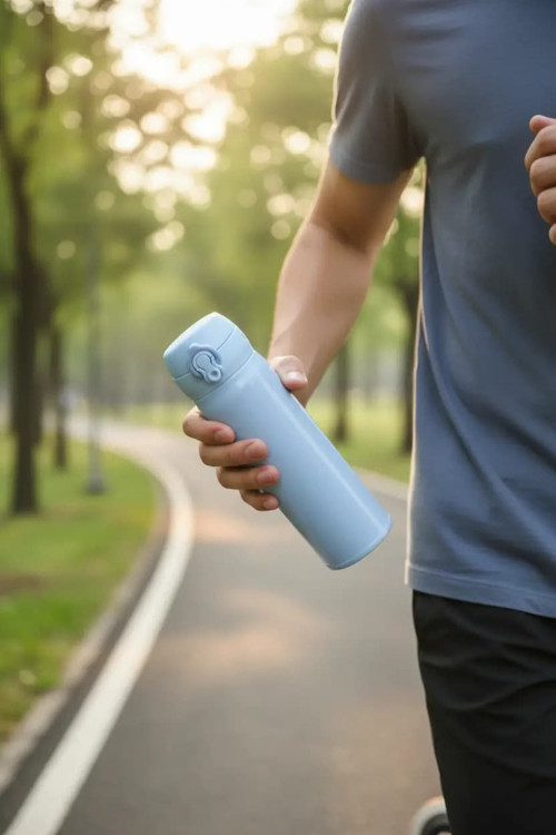 Lisanslı Klasik Serisi Flip Top Yalıtımlı Termos – 450 Ml – Çift Katmanlı Çelik – Mavi