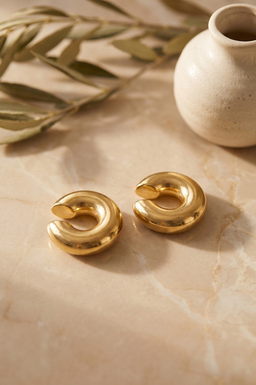 316L Çelik Gold Renk Çiftli Earcuff Küpe TJ-BKP12064