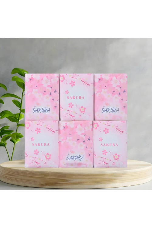 Lisanslı Sakura Serisi Kağıt Mendil – Sakura Kokulu Yumuşak ve Dayanıklı Cep Mendili 18'li Paket