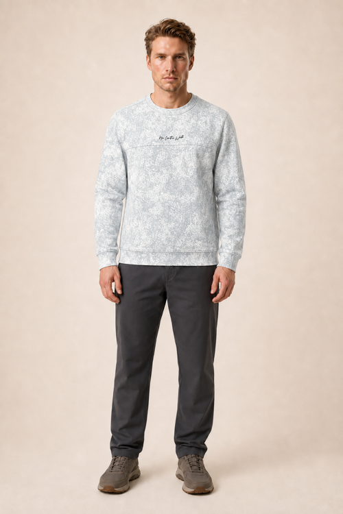 Continu Erkek Kışlık Regular Fit Kışlık Bisiklet Yaka Sweatshirt Beyaz