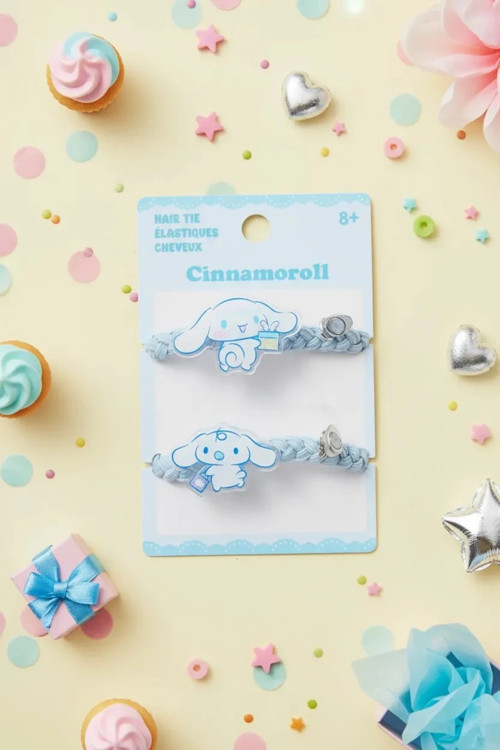 Sanrio Lisanslı Örgülü Saç Lastiği Seti (2 Adet) - Kuromi & Cinnamoroll