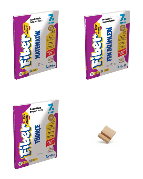 Muba 7. Sınıf Maarif Matematik Fen ve Türkçe 3lü Set Fiber Soru Bankası + Telefon Standı