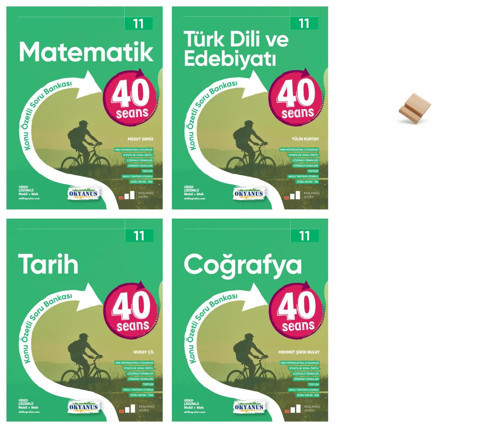 Okyanus 11. Sınıf 40 Seans Matematik Edebiyat Tarih ve Coğrafya 4lü Set + Telefon Standı