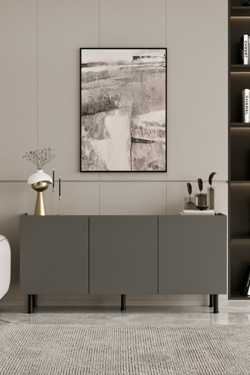 Hitit Konsol 140 Cm Gri (100% Mdf) Metal Ayak