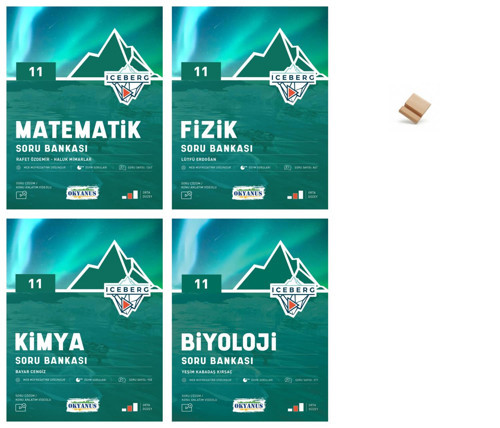 Okyanus 11. Sınıf Iceberg Matematik Fizik Kimya ve Biyoloji 4lü Set Soru Bankası + Telefon Standı