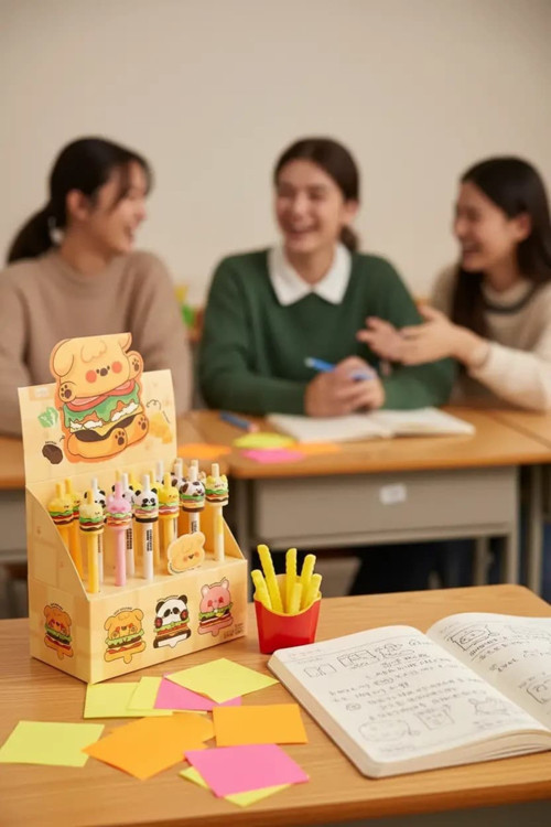 Lisanslı Sevimli Hamburger Jel Kalem – Eğlenceli Tasarım Tekli