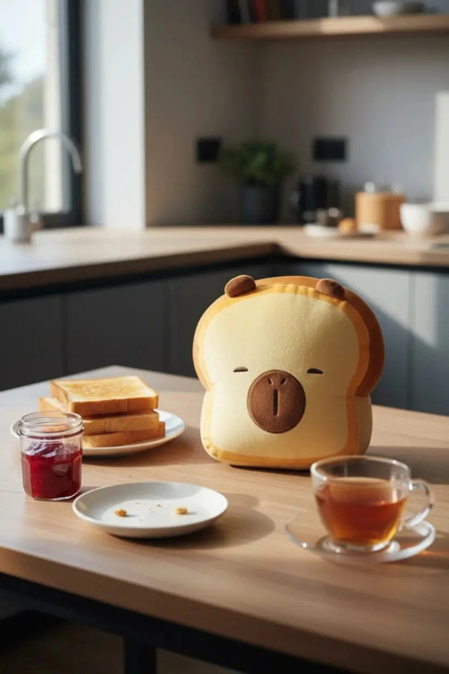 Lisanslı Pişirme Serisi Mimi Bara Dilim Ekmek Peluş Yastık 18 Cm – Yumuşacık