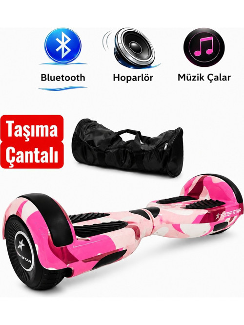 Elektrikli Kaykay Hoverboard 6.5 Inch Bluetooth Hoparlörlü Akıllı Dengeli - RS-S5 Pink Camo