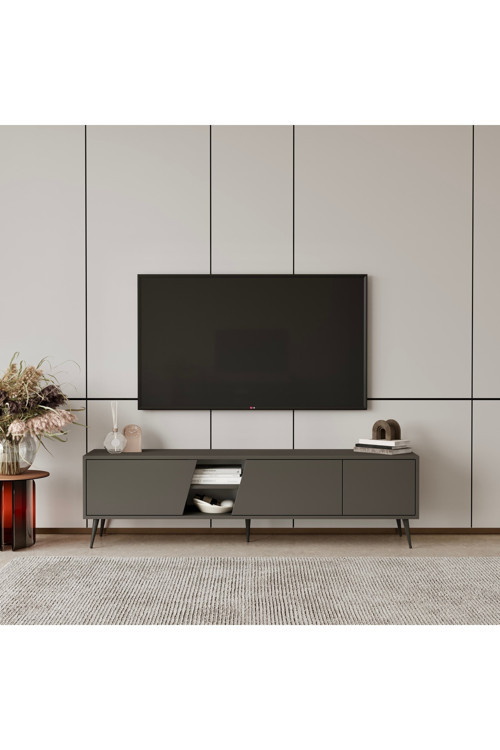 Roma Gri 160 Cm Tv Ünitesi (100% Mdf&Metal Ayak)