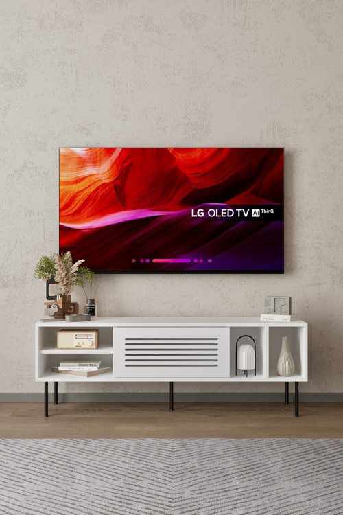 Umay Beyaz 160 Cm Tv Ünitesi (100% Mdf&Metal Ayak)